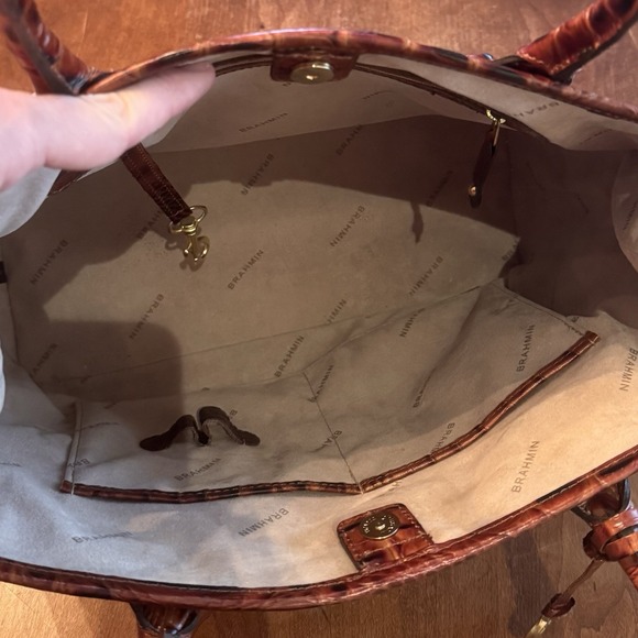 BRAHMIN MELBOURNE OR ANYTIME TOTE CROCODILE SHOULDER BAG GREAT COND - Picture 7 of 16